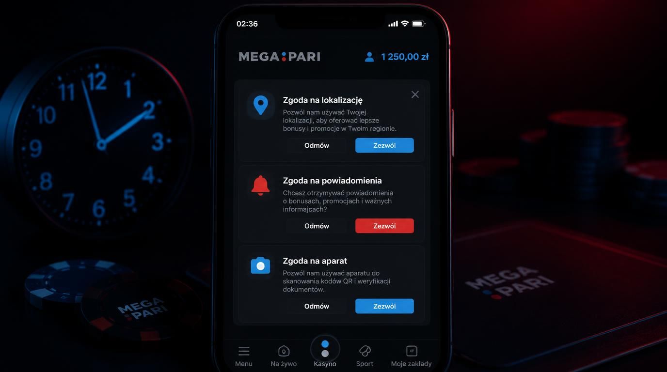 Ekran instalacji aplikacji Megapari pokazujący wymagane zgody.