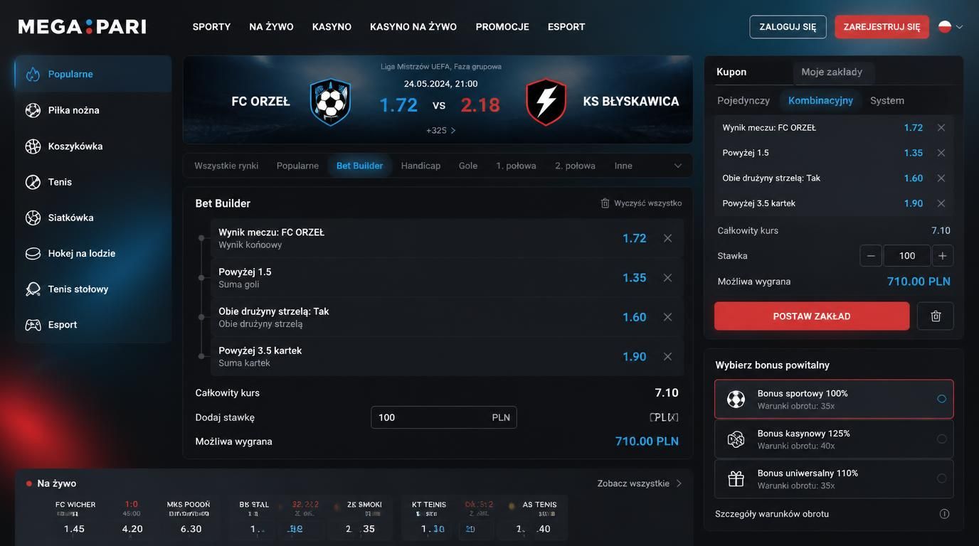  interfejs megapari bet builder z typami sportowymi 