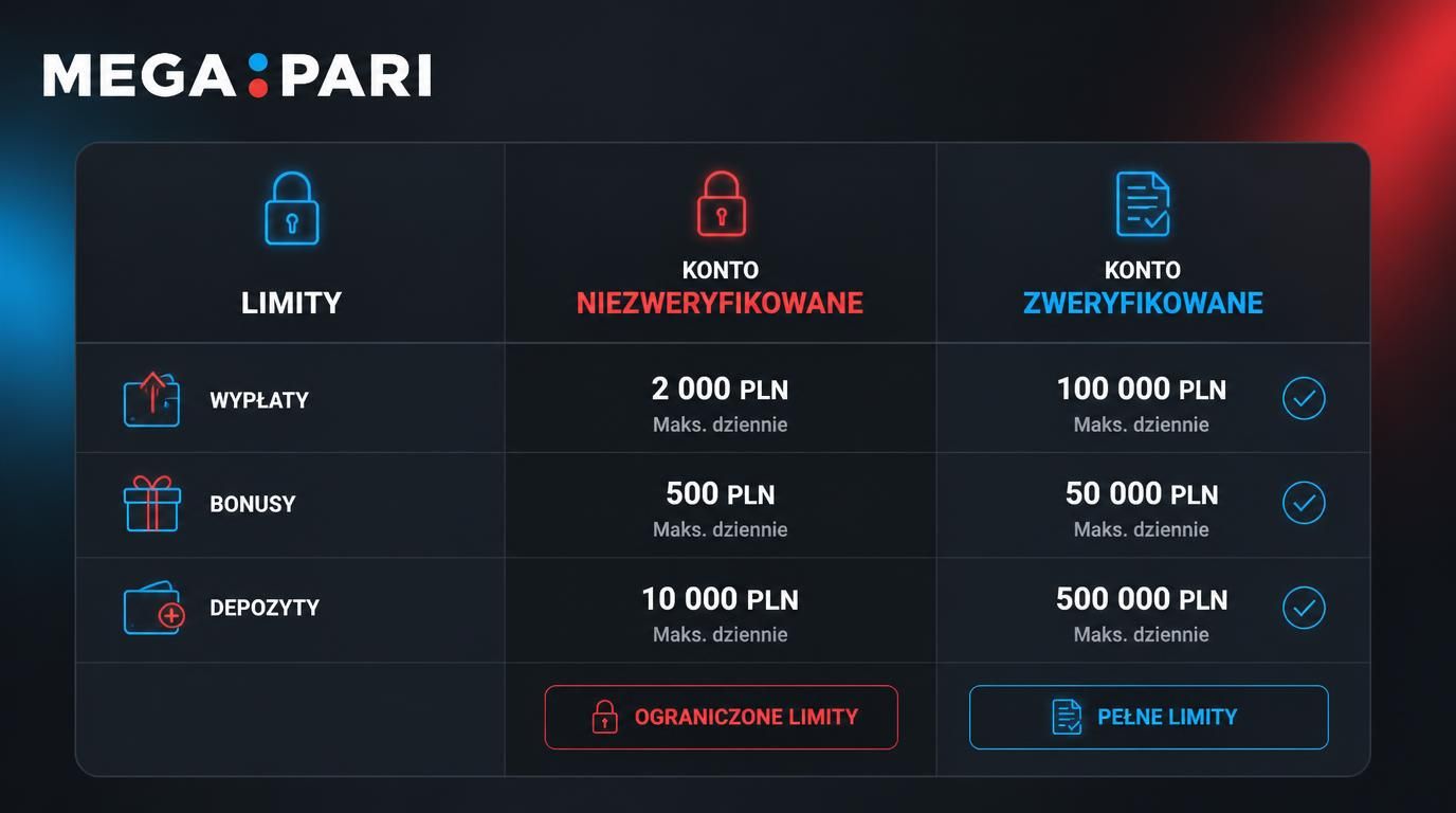 Tabela ograniczeń konta niezwerifikowanego vs zweryfikowanego